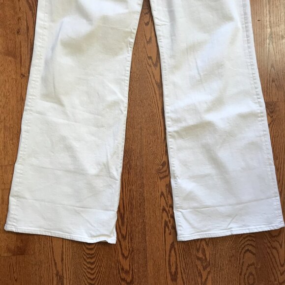 Mother the Hustler Roller Jeans Womens 33 Cream Act Natural High Rise Wide Leg - Picture 10 of 14